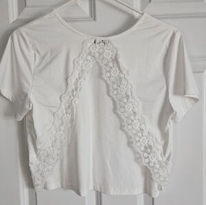 White Lace Crop Tee
